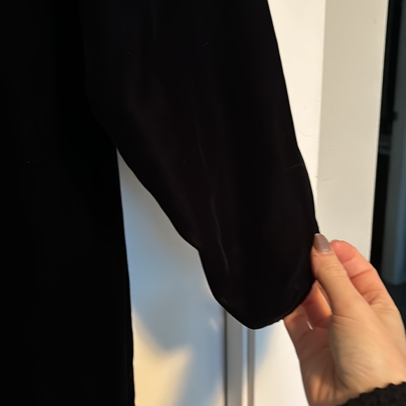 Zara Black Velvet Draped Dress with Slit - Picture 3 of 7